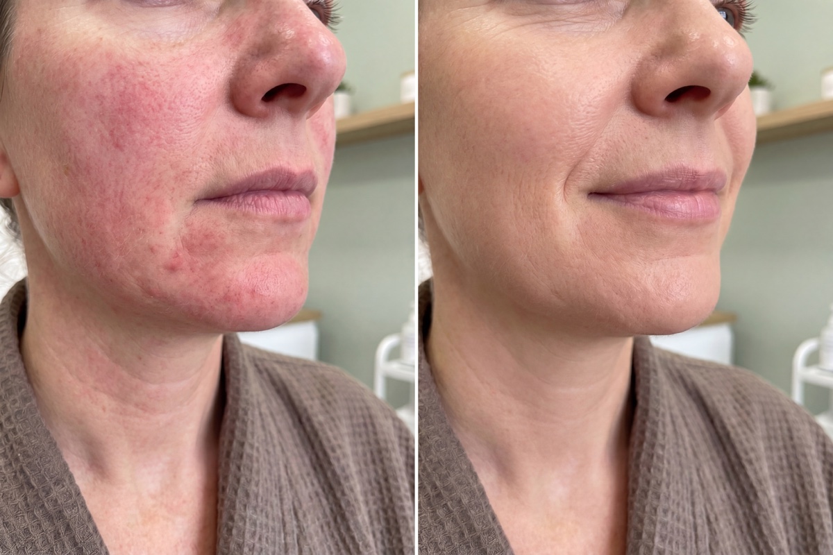 Before and after facial treatment