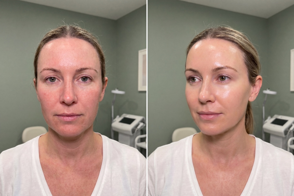 Before and after facial treatment
