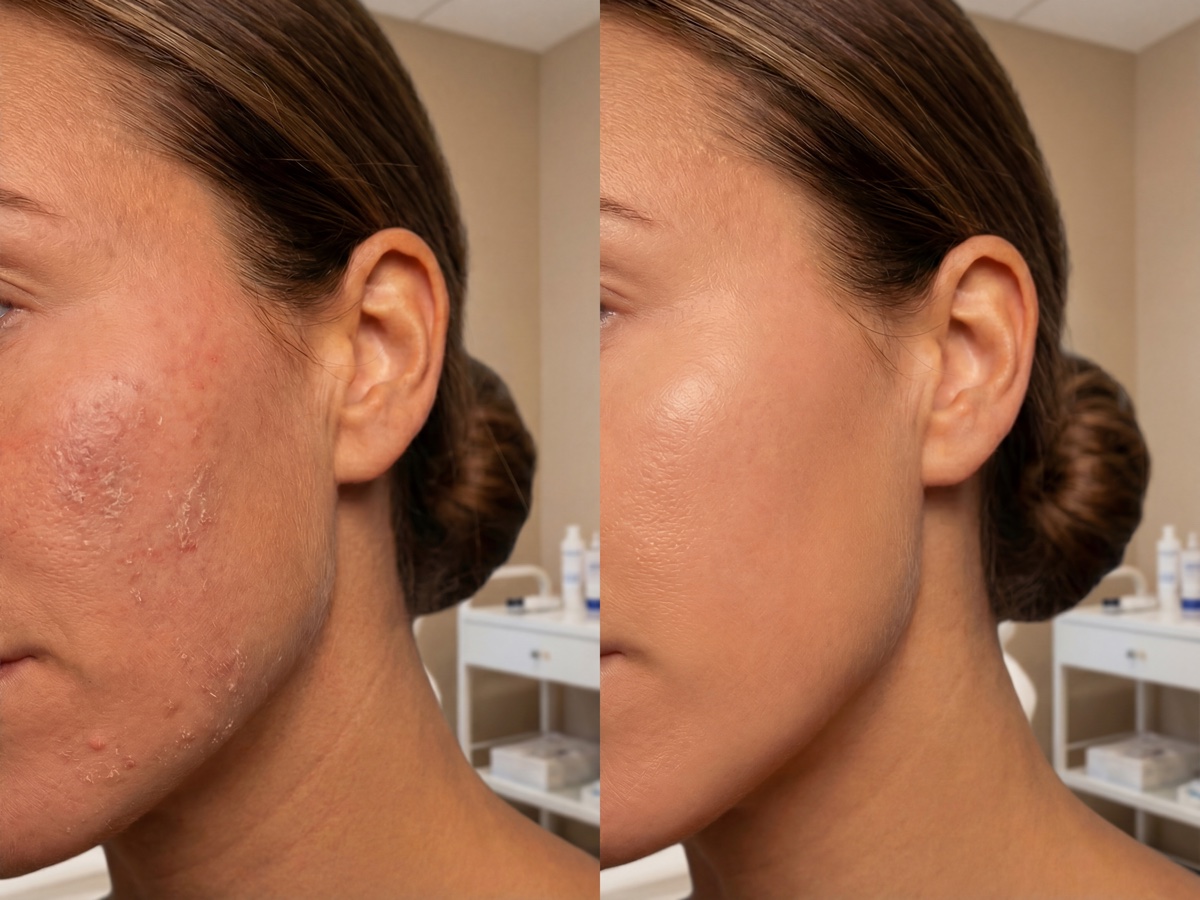Before and after facial treatment